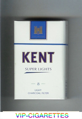 Kent USA Blend Super Lights 8 Light Charcoal Filter cigarettes hard box