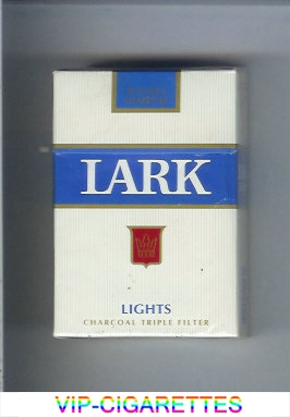 Lark Lights Charcoal Triple Filter white and blue cigarettes hard box