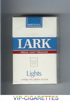 Lark Lights Special Light Tobaccos Charcoal Triple Filter white and blue cigarettes hard box