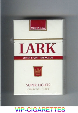 Lark Super Lights Super Light Tobaccos Charcoal Filter white and red cigarettes hard box