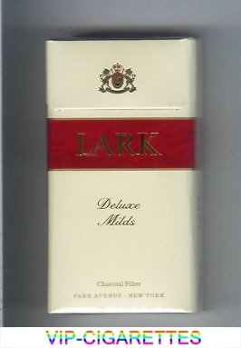 Lark Deluxe Milds 100s Charcoal Filter white and red cigarettes hard box