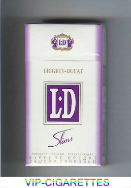 LD Liggett-Ducat Slims 100s white and violet cigarettes hard box