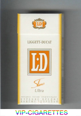 LD Liggett-Ducat Slims Ultra 100s white and orange cigarettes hard box