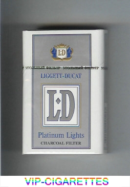 LD Liggett-Ducat Platinum Lights silver and white cigarettes hard box