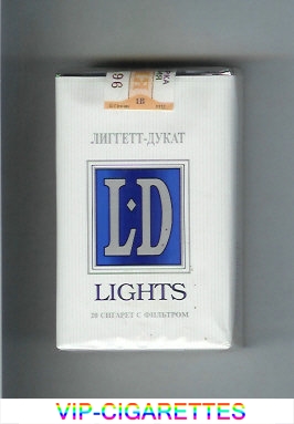 LD Liggett-Ducat Lights white and blue cigarettes soft box
