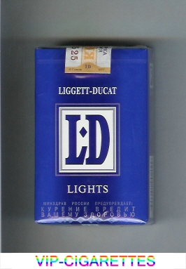 LD Liggett-Ducat Lights blue and white cigarettes soft box