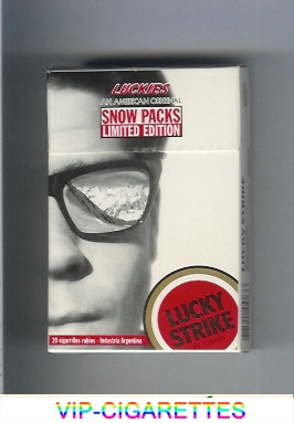 Lucky Strike Luckies Snow Packs cigarettes hard box