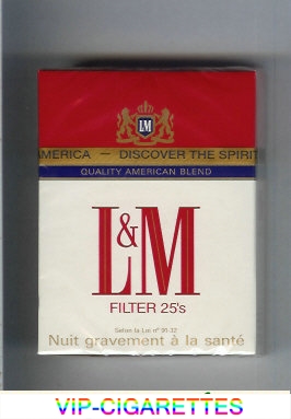 L&M Quality American Blend Filter 25s cigarettes hard box