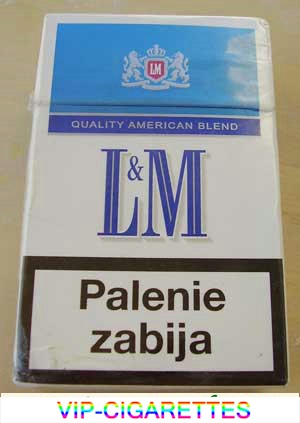 L&M Quality American Blend Blue Label cigarettes hard box