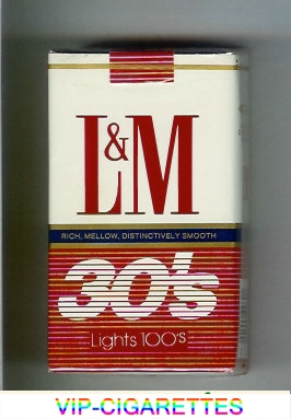 L&M Rich Mellow Distinctively Smooth 30s Filters Lights 100s cigarettes soft box