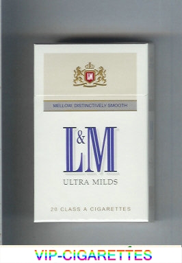 L&M Mellow Distinctively Smooth Ultra Milds cigarettes hard box