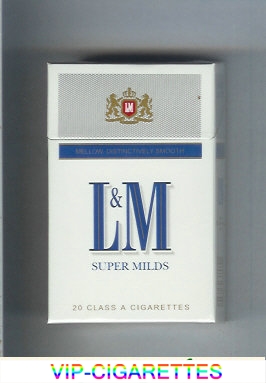 L&M Mellow Distinctively Smooth Super Milds cigarettes hard box