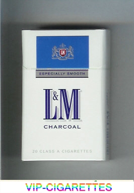 L&M Charcoal Especially Smooth white and blue cigarettes hard box