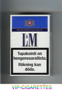 L&M Mellow Distinctively Smooth Blue Label cigarettes hard box