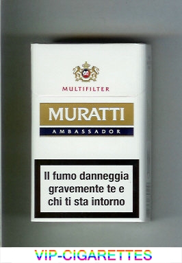 Muratti Ambassador Multifilter white and gold and blue cigarettes hard box