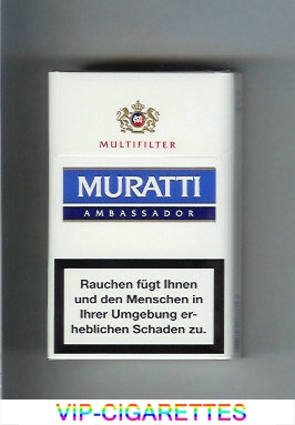 Muratti Ambassador Multifilter white and light blue and blue cigarettes hard box