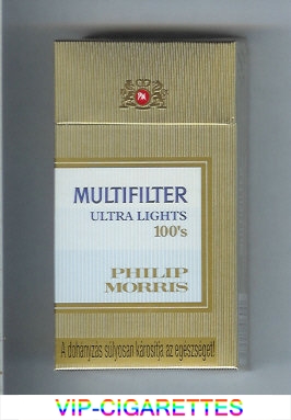 Multifilter Philip Morris Ultra Lights 100s cigarettes hard box