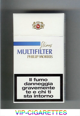 Multifilter Philip Morris Slims 100s white and blue cigarettes hard box