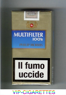 Multifilter Philip Morris gold and blue 100s cigarettes soft box