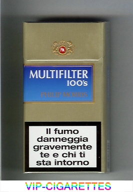 Multifilter Philip Morris gold and blue 100s cigarettes hard box