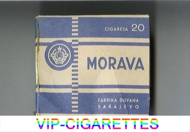 Morava white and blue cigarettes wide flat hard box