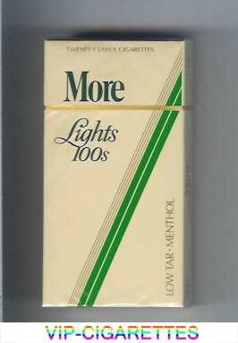 More Lights Menthol yellow and green 100s cigarettes hard box