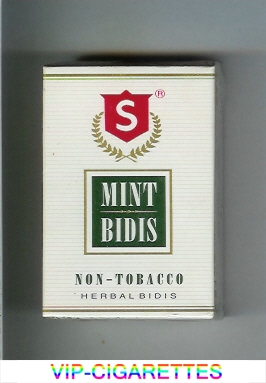 Mint Bidis white and green and red cigarettes hard box
