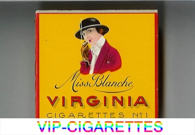 Miss Blanche Virginia cigarettes wide flat hard box