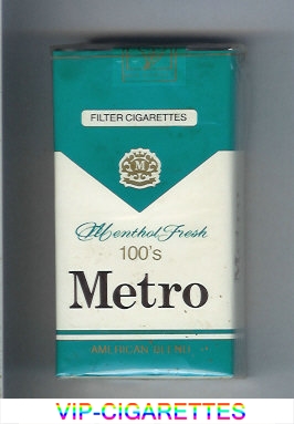 Metro American Blend Menthol Fresh 100s Filter cigarettes soft box