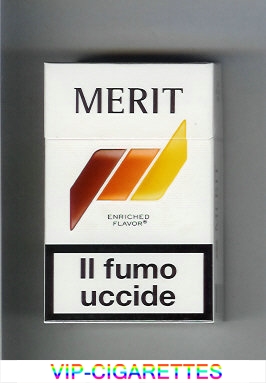 Merit white and brown and orange and yellow cigarettes hard box