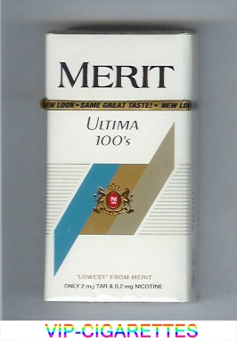 Merit Ultima 100s white cigarettes hard box