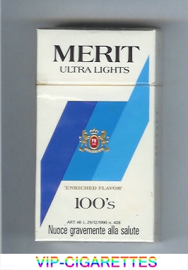 Merit Ultra Lights 100s cigarettes hard box