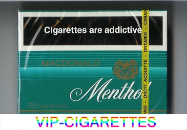 Menthol Macdonald 25s cigarettes wide flat hard box