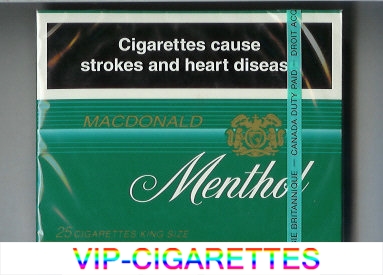 Menthol Macdonald 25 cigarettes wide flat hard box