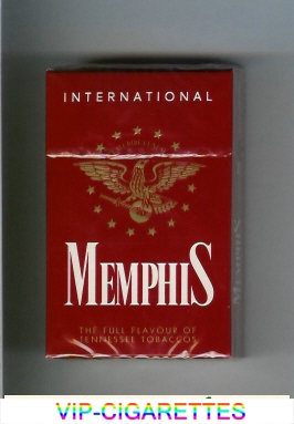 Memphis International The Full Flavour of Tennessee Tobaccos cigarettes hard box