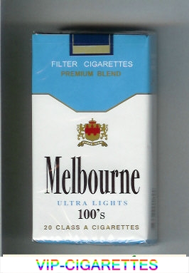 Melbourne Ultra Lights 100s Premium Blend cigarettes soft box