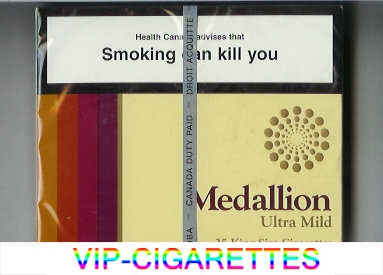 Medallion Ultra Mild 25 King Size cigarettes wide flat hard box