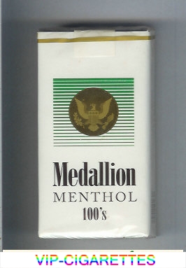 In Stock Medallion Menthol 100s white and green cigarettes soft box Online