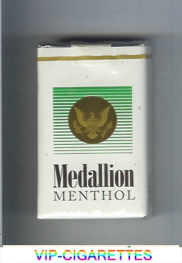 Medallion Menthol white and green cigarettes soft box