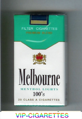 Melbourne Menthol Lights 100s Premium Blend cigarettes soft box