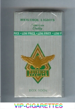 Maverick Specials Menthol Lights Box 100s grey and gold and green cigarettes hard box