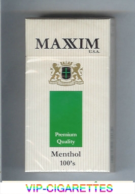 Maxim USA Premium Quality Menthol 100s cigarettes hard box