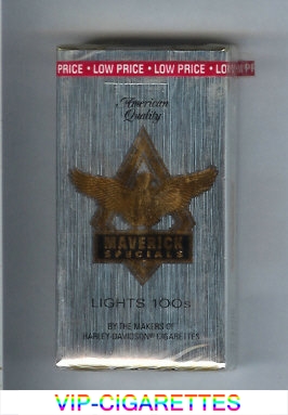 Maverick Specials Lights 100s grey and gold and black cigarettes soft box
