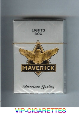 Maverick Lights grey and gold and black cigarettes hard box