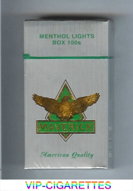 Maverick Menthol Lights Box 100s grey and gold and green cigarettes hard box