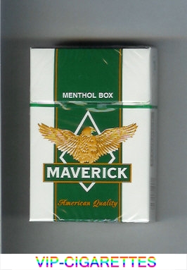 Maverick Menthol white and green and yellow cigarettes hard box