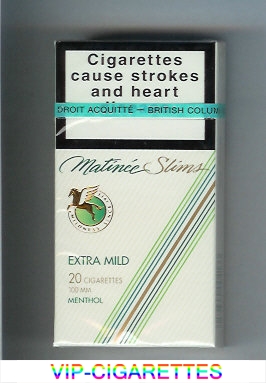 Matinee Slims Extra Mild 20 cigarettes 100s Menthol hard box