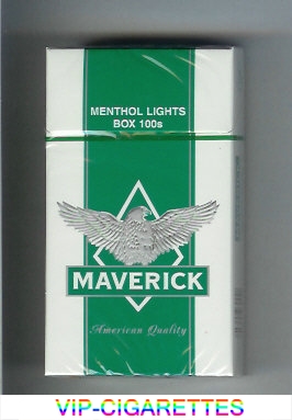 Maverick Menthol Lights Box 100s white and green and grey cigarettes hard box