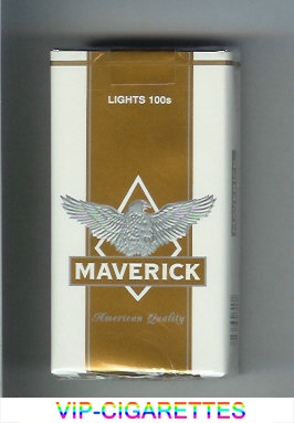 Maverick Lights 100s white and gold and grey cigarettes soft box