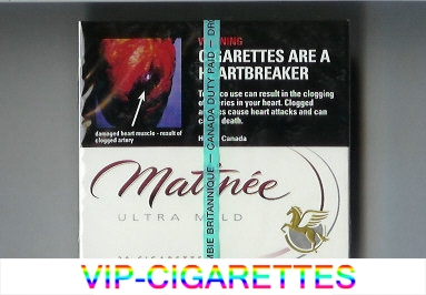 Matinee Ultra Mild cigarettes wide flat hard box